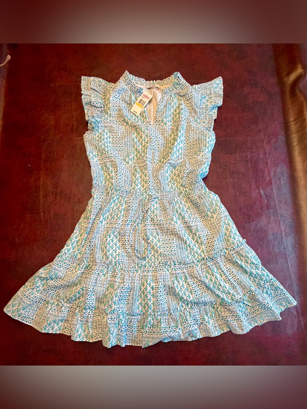Vineyard Vines Patchwork Ruffle Sleeve Dress, size Medium